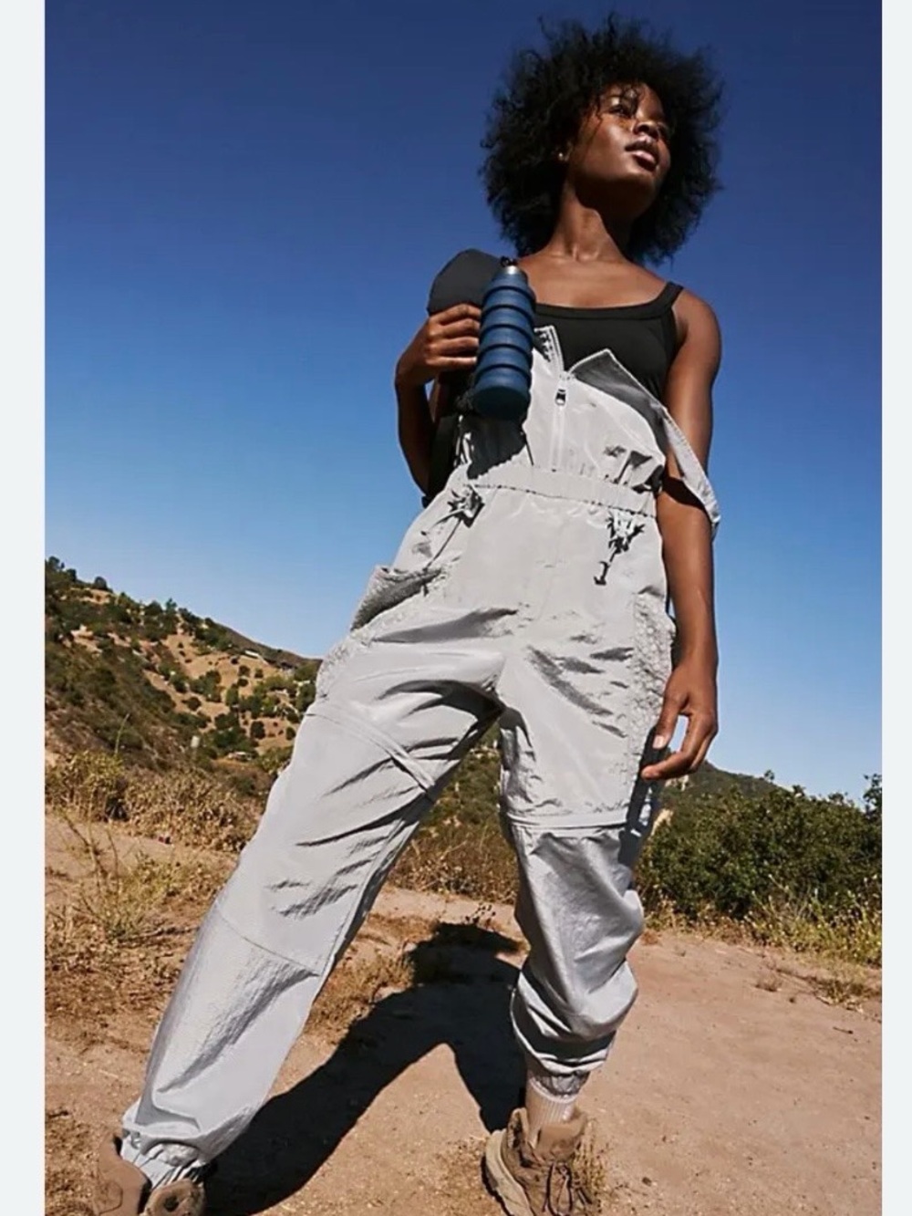 FP Movement by Free People Light Gray Utility Overalls convertible Sz S